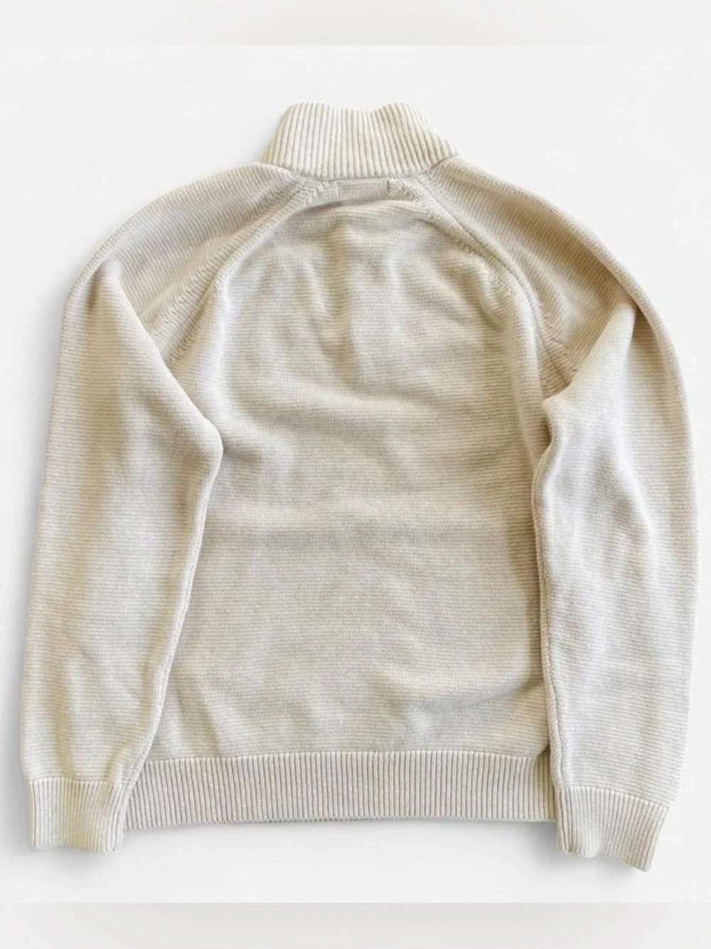 Banana Republic Cream Tone Cotton Knit Classic Mock Neck Sweater with Buttons XL